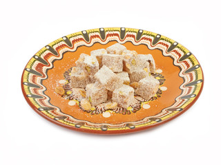 Turkish delight on a white background