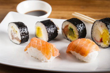 Japanese food - Sushi on white plate