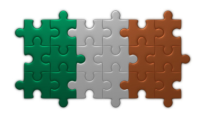 Irish flag of puzzle pieces