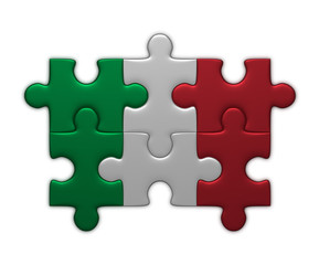 Italian flag of puzzle pieces