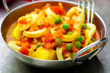 stewed squids with vegetables