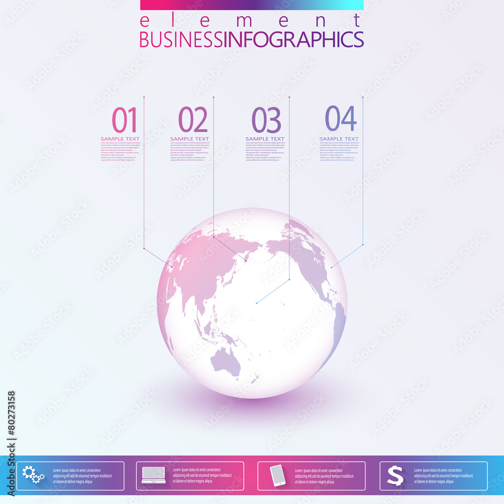 Aufkleber modern abstract 3d network template infographic with place for