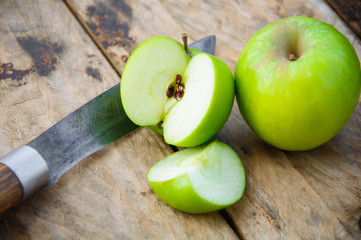 Apple on wooden background, Fruit or healthy fruit