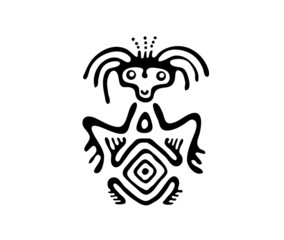 alien in native style, vector illustration