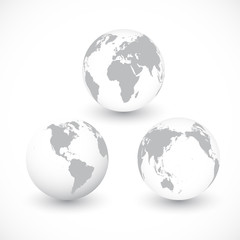 Set Of Grey World Globes vector Illustration