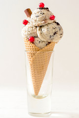 Stracciatella ice cream in cone