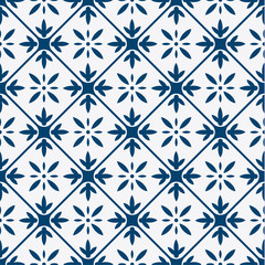 Naklejka premium Blue and white delft pattern
