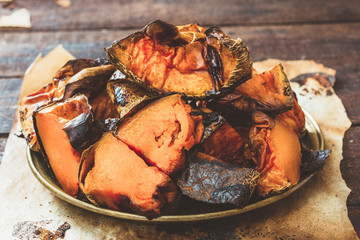 Grilled pumpkin in the plate