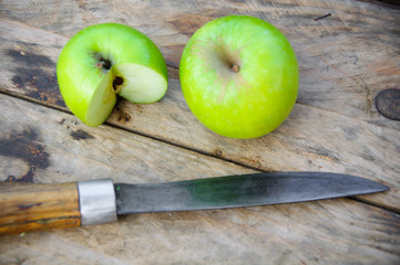 Apple on wooden background, Fruit or healthy fruit