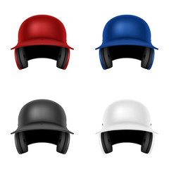 Set of vector baseball helmets. Isolated on white.