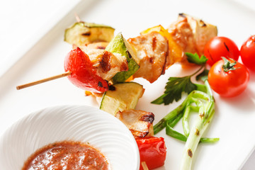 Skewered Chicken with vegetables