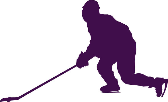 purple hockey player silhouette action clip art preview
