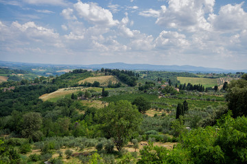 Fototapeta na wymiar View of Tuscany from San Gimignano, Italy