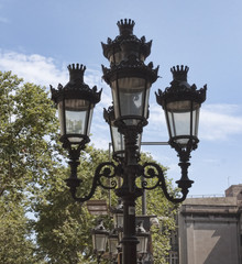 Fototapeta na wymiar Lights on La Rambla in Barcelona