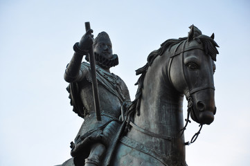 Fototapeta na wymiar Plaza Mayor de Madrid, España, Felipe III, Pietro Tacca