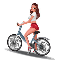 Fototapeta na wymiar Pretty girl on bicycle