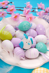 easter eggs in white plate