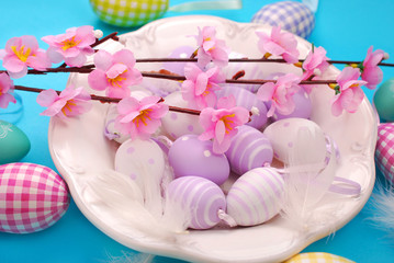 easter eggs in white plate