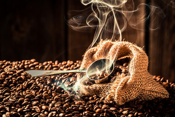 Coffee bag full of aroma seeds