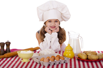 Cute little baby dressed as a cook