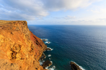 Fototapeta na wymiar Beatiful coast with high cliffs on Madeira island, Portugal