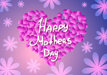 Vector illustration. of mothers Day. Heart and flowers.