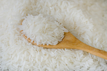 Wooden spoon with rice