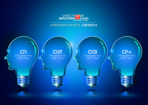 Human Head Light Bulbs Infographics Design
