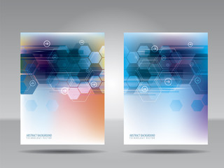 Brochure template, flyer, card or banner of technology and commu
