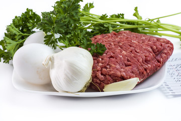 Meatball ingredients.