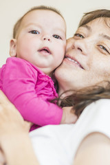 Family Concepts: Portrait of Caucasian Mother and Her Infant Dau