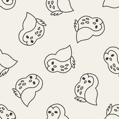 owl doodle drawing seamless pattern background
