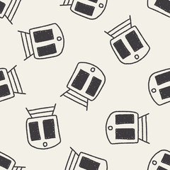train doodle drawing seamless pattern background