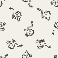 Trolley doodle drawing seamless pattern background