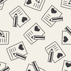 love letter doodle drawing seamless pattern background