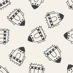 spaceship doodle drawing seamless pattern background