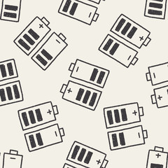 battery doodle drawing seamless pattern background