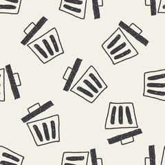 trash can doodle drawing seamless pattern background
