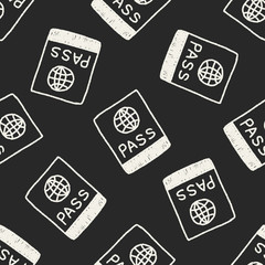 passport doodle drawing seamless pattern background