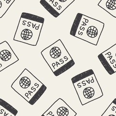 passport doodle drawing seamless pattern background