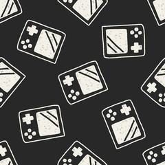 Handheld game doodle drawing seamless pattern background