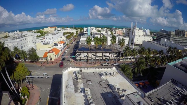 Aerial video Washington Avenue Miami Beach 4k