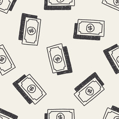 money bill doodle drawing seamless pattern background