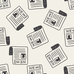 newspaper doodle drawing seamless pattern background - 80289969