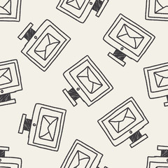 computer mail doodle drawing seamless pattern background