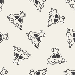 toy car doodle drawing seamless pattern background