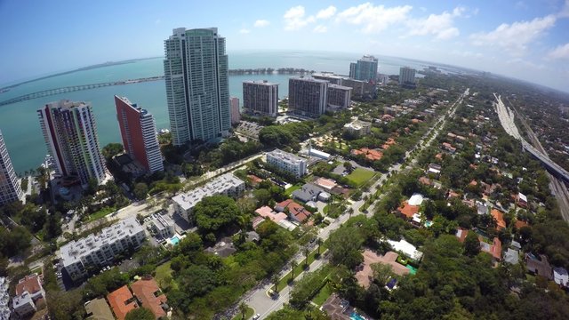 Aerial drone video Brickell Miami FL 4k