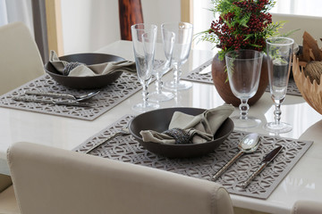served with a plate on the table in luxury dinning room
