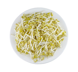 Bowl of Bean Sprouts on White Background