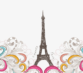 Fototapeta na wymiar Cute Paris doodle